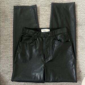 Abercrombie & Fitch Black Faux Leather Straight Jeans